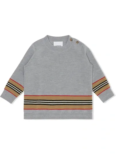 Burberry Babies' Kids Icon Stripe Merino Jumper In Grey