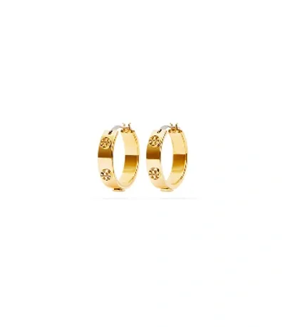 Tory Burch Small Miller Stud Huggie Earring In Tory Gold