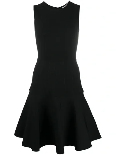 Valentino Panelled Flared Sleeveless Mini Dress In Black