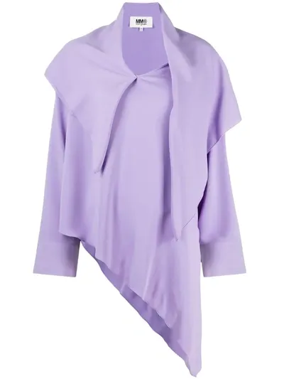 Mm6 Maison Margiela Long-sleeve Asymmetric Blouse In Purple