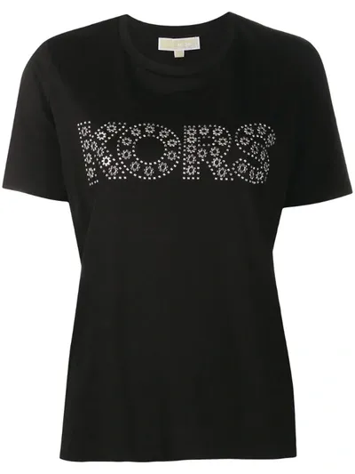 Michael Michael Kors Logo Embellished T-shirt In Black