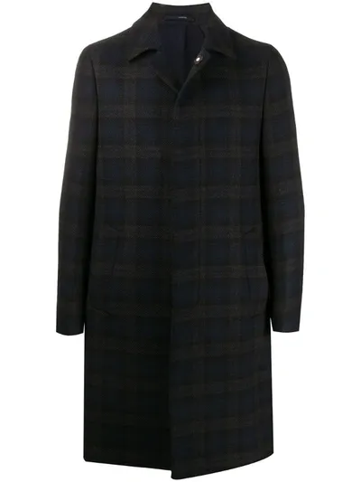 Lardini Check Single-breasted Coat In Blue