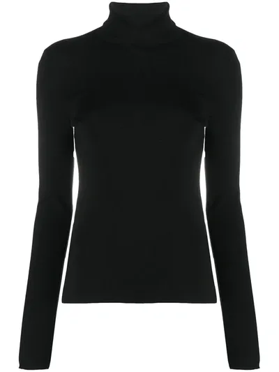 Joseph Stretch Silk-blend Turtleneck Top In 0010 Black