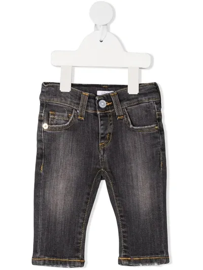 Le Bebé Enfant Babies' Logo-patch Faded Jeans In 黑色