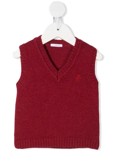 Le Bebé Enfant Babies' Logo-embroidered Sweater Vest In 红色