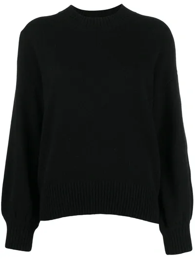 Allude Crewneck Curved Jumper In Black