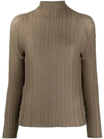 Issey Miyake Plissé T-shirt Long Sleeved In Brown