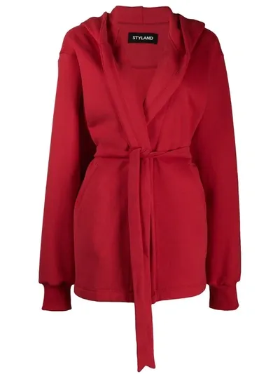 Styland Hooded Oversized Jacket In Red