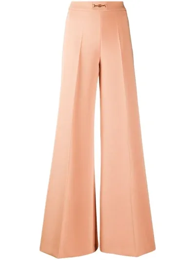 Elisabetta Franchi High Waist Flared Leg Trousers In Pink