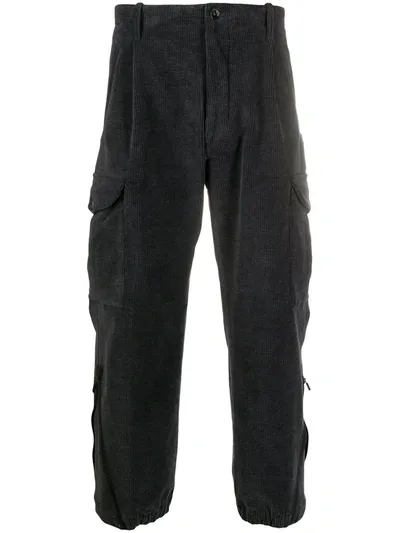 Nine In The Morning Cropped Corduroy Cargo Pants In Grey