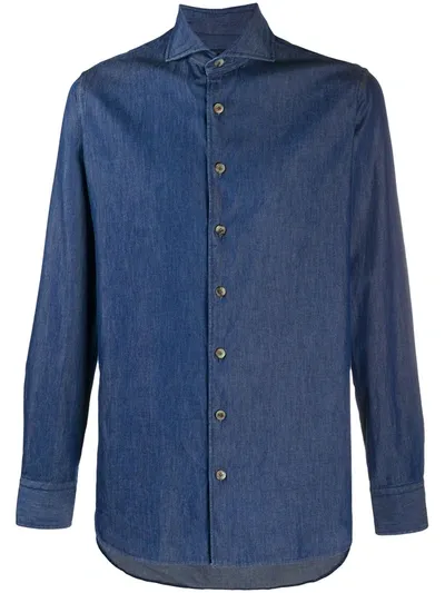 Lardini Long Sleeve Button Down Shirt In Blue