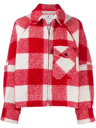 Woolrich Virgin Wool Check Jacket In Red