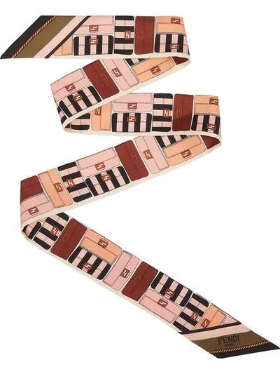 Fendi Handbag Print Wrappy Scarf In Multicolore