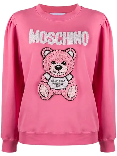 Moschino Bear Motif Rose Sweatshirt In Pink