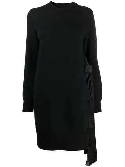 Sacai Side-drawstring Midi Dress In Black