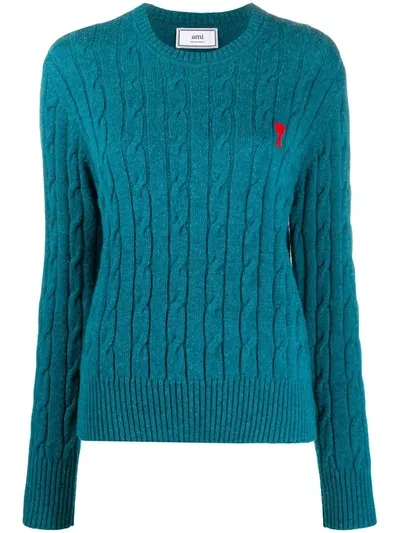 Ami Alexandre Mattiussi Ami De Coeur Cable Knit Jumper In Blue