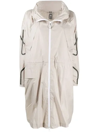 Adidas By Stella Mccartney Oversized Long Hooded Parka In Neutrals