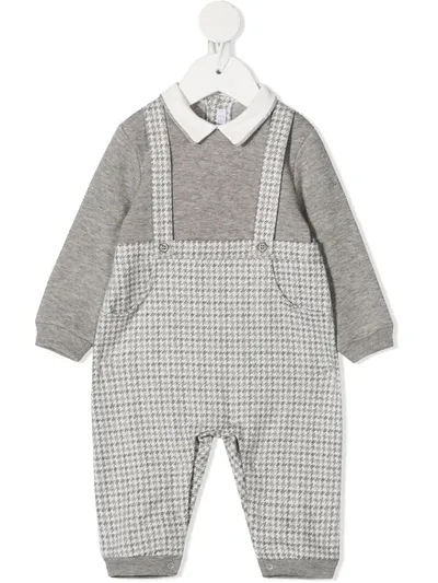 Il Gufo Babies' Check Cotton Romper In Grey