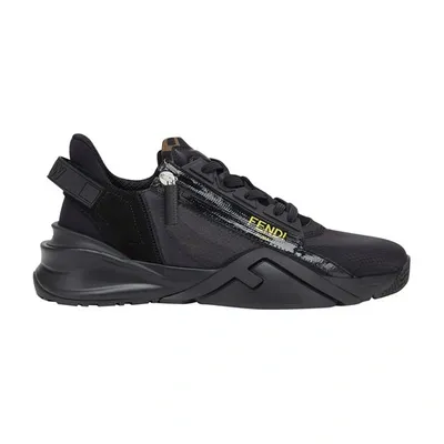 Fendi Black Nylon Low Tops In Noir