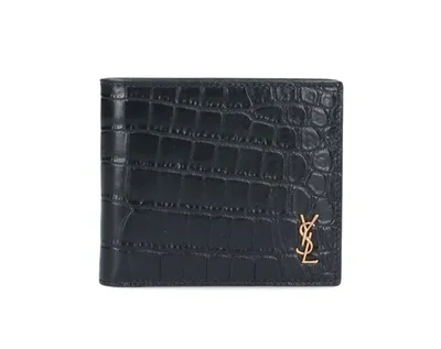 Saint Laurent Tiny Monogram East/west Wallet In Black