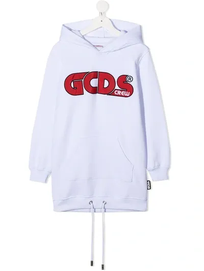 Gcds Kids' Logo Hooded Sweatshirt In White