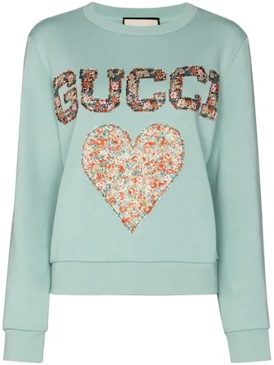 Gucci Logo-appliqué Sweatshirt In 蓝色