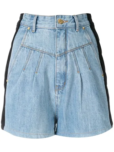 Amapô Two-tone Denim Shorts In Blue