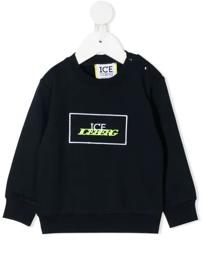 Iceberg Babies' Embroidered Logo Crew Neck Sweatshirt In 蓝色