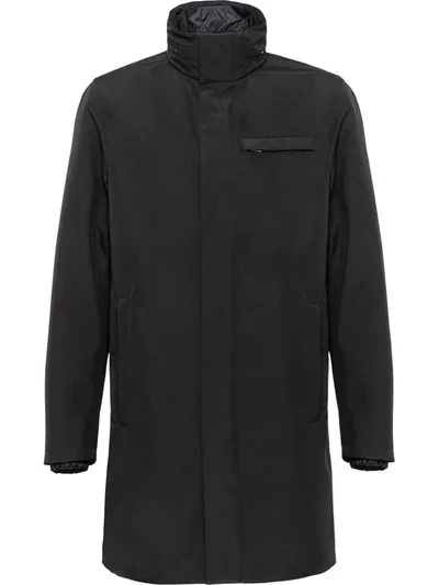 Prada Men's Solid Technical Canvas Raincoat In Nero