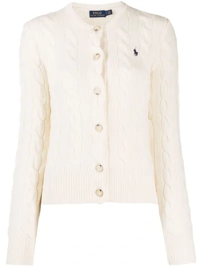 Polo Ralph Lauren Chunky Cable Knit Cardigan In White