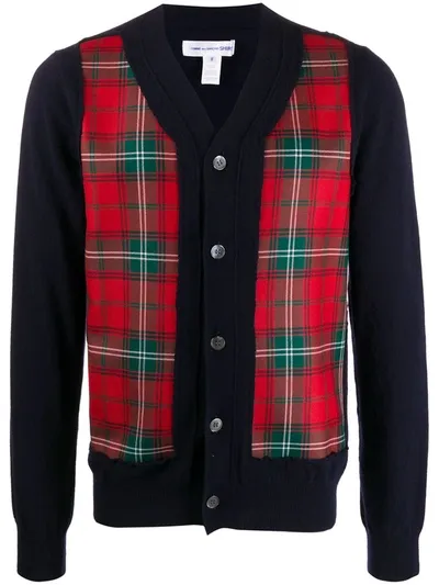 Comme Des Garçons Shirt Tartan Wool Cardigan In Blue