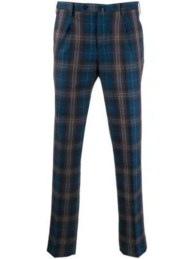 Incotex Slim-fit Plaid Trousers In Blue