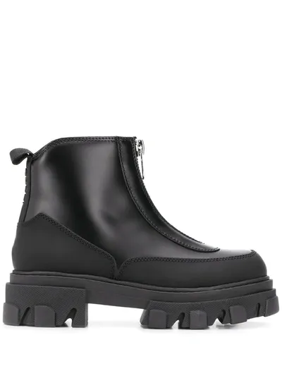 Ganni Zip-fastening 50mm Ankle Boots In Schwarz