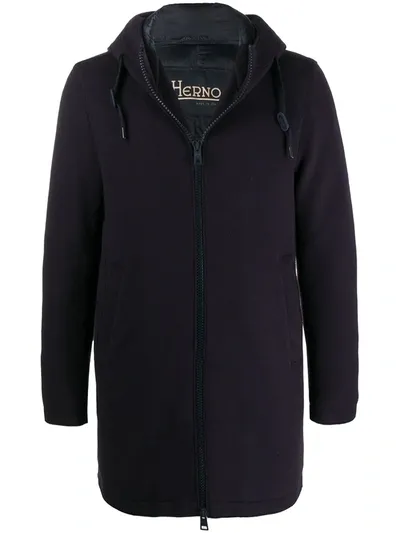 Herno Hooded Parka Coat In Blue