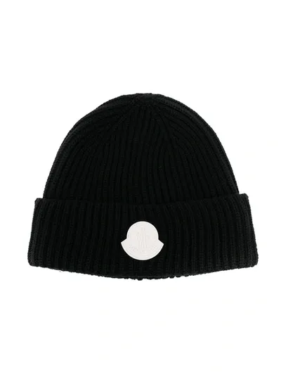 Moncler Kids' Logo-patch Beanie In Black