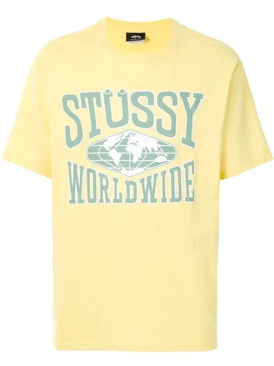 Stussy Worldwide Graphic Print T-shirt In Yellow