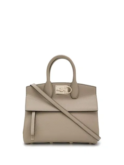 Ferragamo Studio Tote Bag In Neutrals