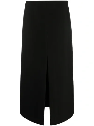 Sara Lanzi Split Virgin Wool A-line Skirt In Black