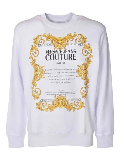 Versace Jeans Couture Cotton Oversized Sweatshirt 44 Transfer In White