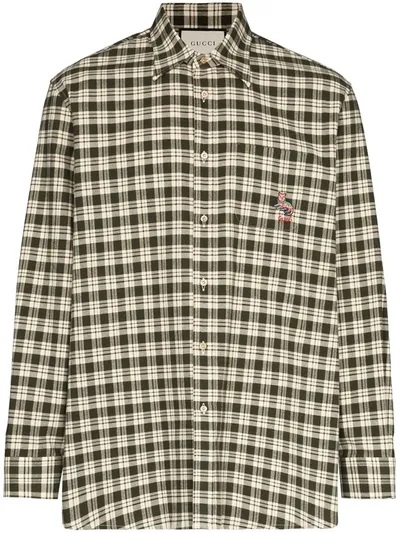 Gucci Embroidered Checked Shirt In 白色