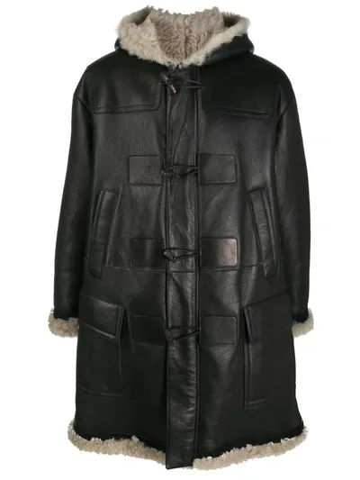 Neil Barrett Shearling-lined Duffle Coat In Black