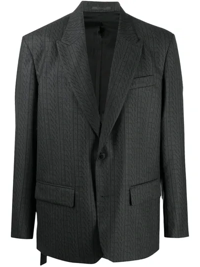 Valentino Vltn Print Single-breasted Blazer In Grey