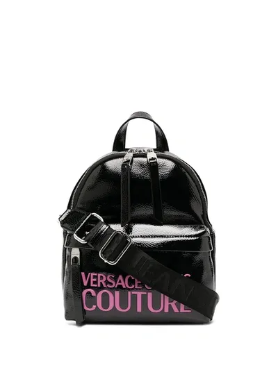 Versace Jeans Couture Logo Print Backpack In Black