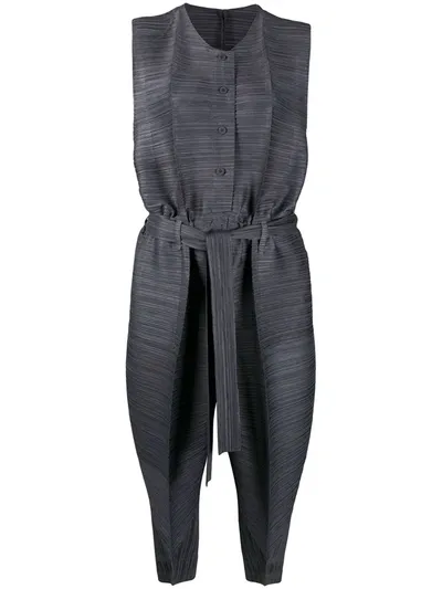 Issey Miyake Micro Pleated Jumpsuit In Blue