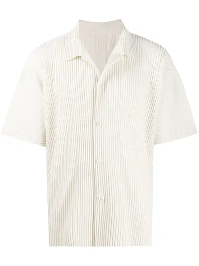 Issey Miyake Pleated Shortsleeved Shirt In White