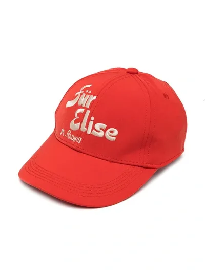 Mini Rodini Kids' Fur Elise Baseball Cap In Red