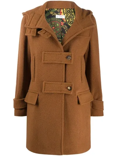 Alberto Biani Hooded Duffle Coat In Brown