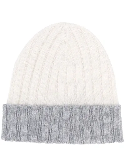 Barba Ribbed Cashmere Beanie In Neutrals