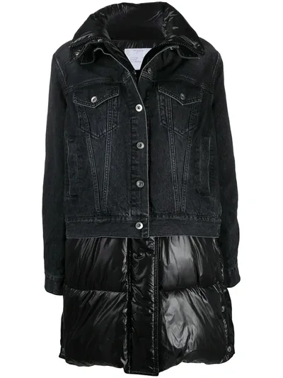 Sacai Padded Denim Jacket In Black