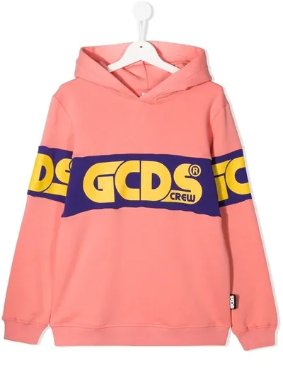 Gcds Teen Logo Panel Hoodie In Pink